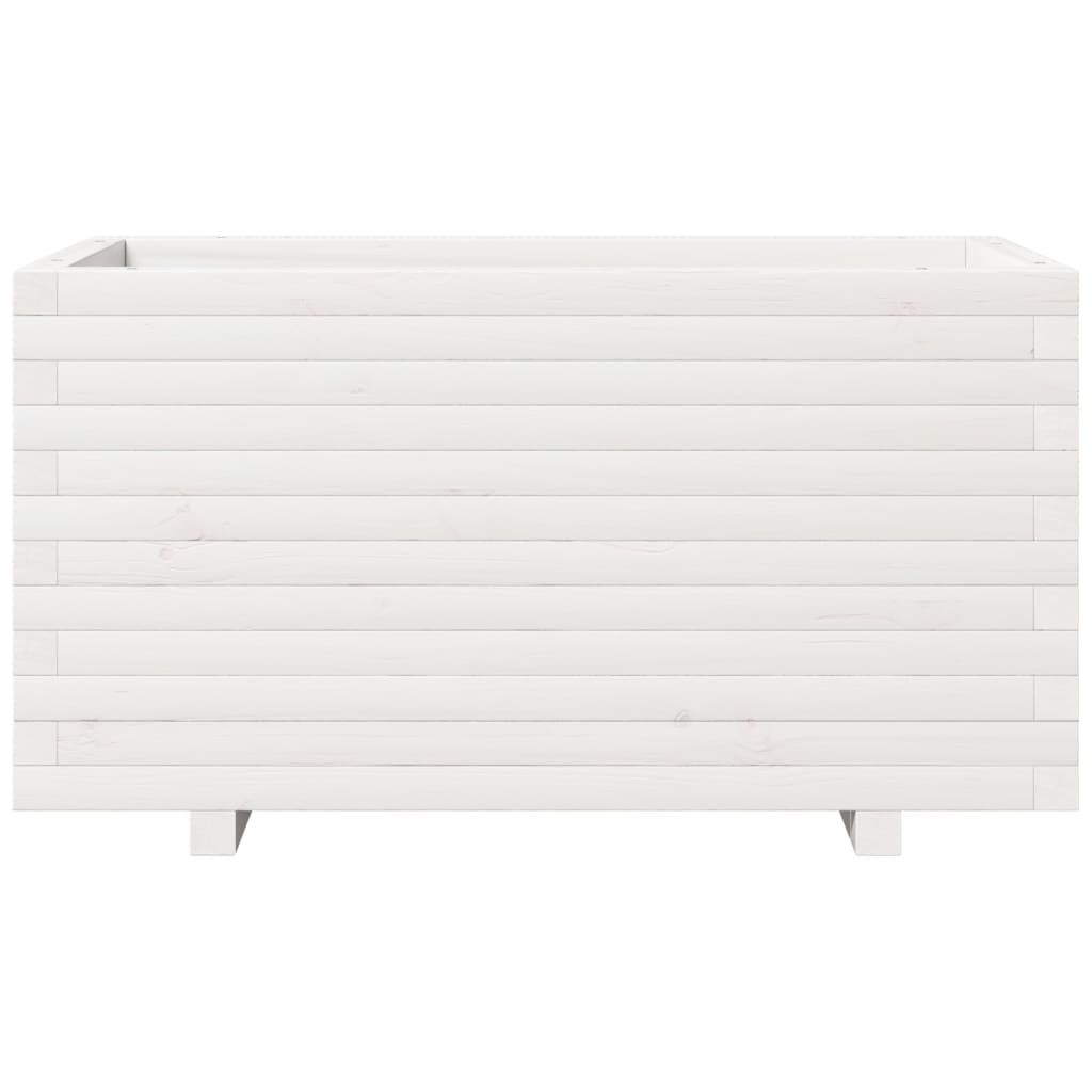 Garden Planter White 90x40x49.5 cm Solid Wood Pine
