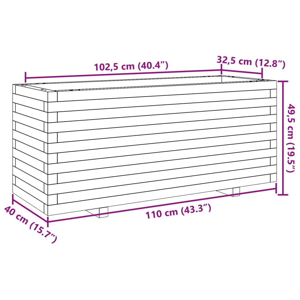 Garden Planter Wax Brown 110x40x49.5 cm Solid Wood Pine