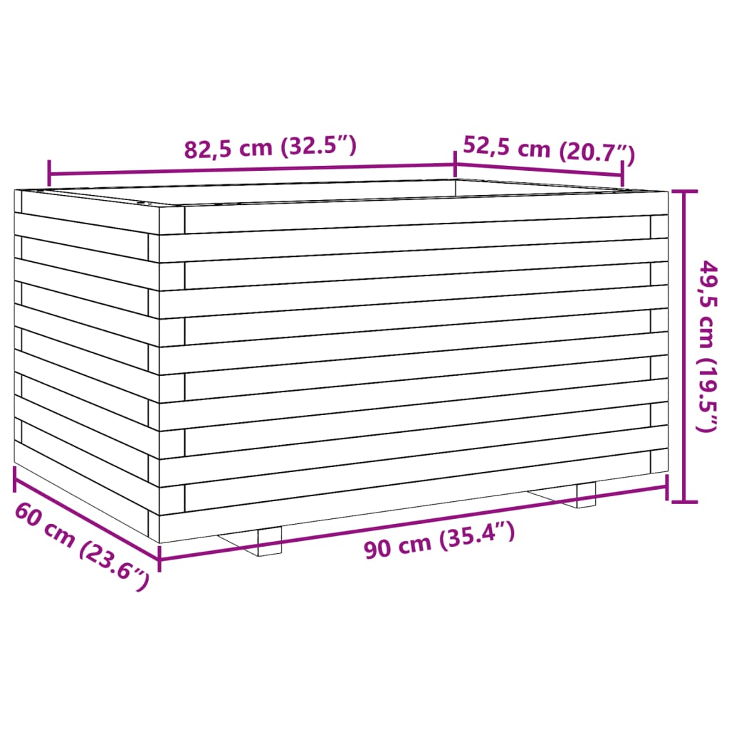 Garden Planter 90x60x49.5 cm Solid Wood Pine