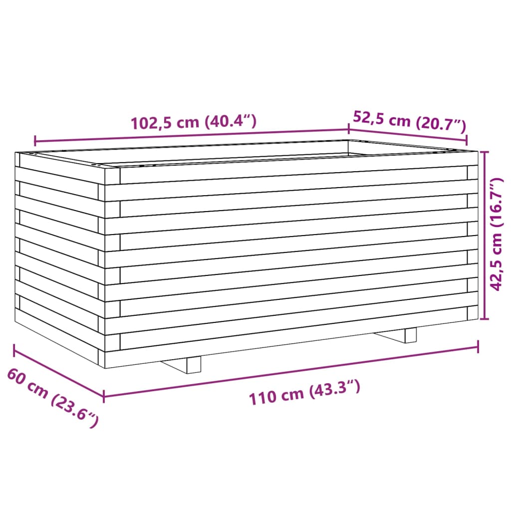 Garden Planter 110x60x49.5 cm Impregnated Wood Pine