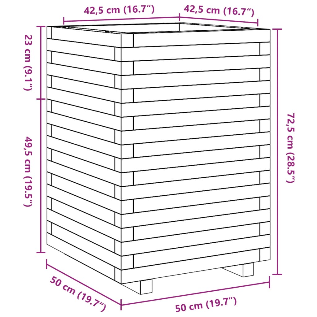 Garden Planter 50x50x72.5 cm Solid Wood Douglas