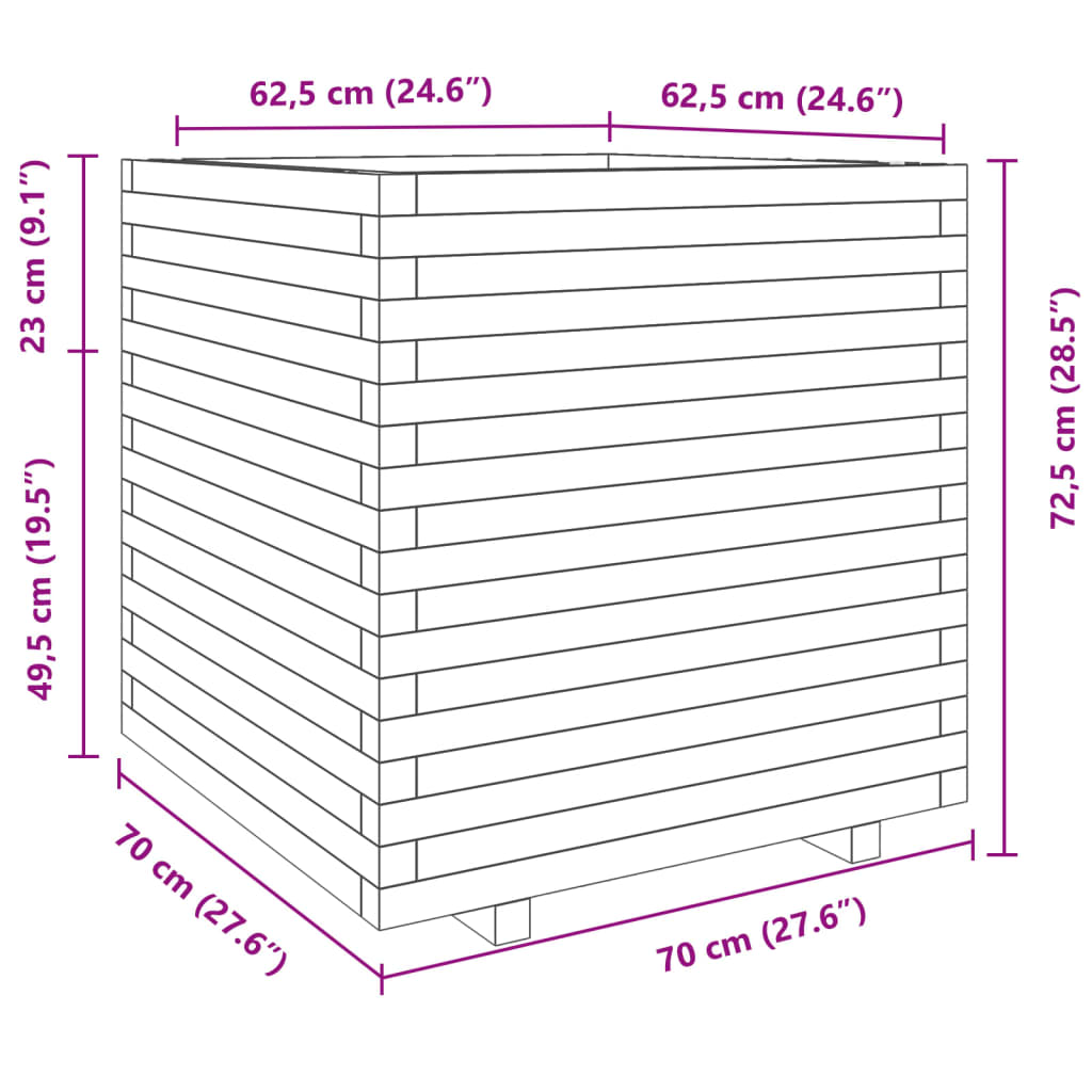 Garden Planter 70x70x72.5 cm Solid Wood Douglas