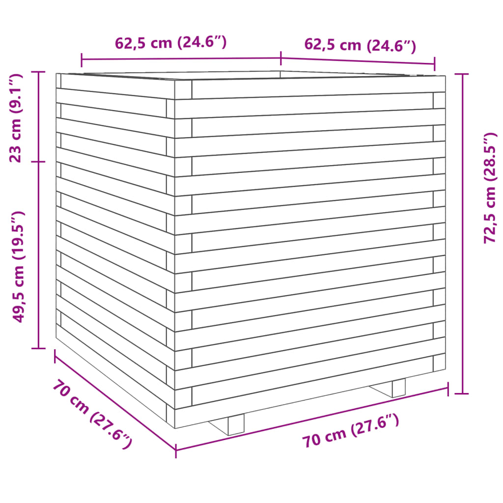 Garden Planter 70x70x72.5 cm Impregnated Wood Pine