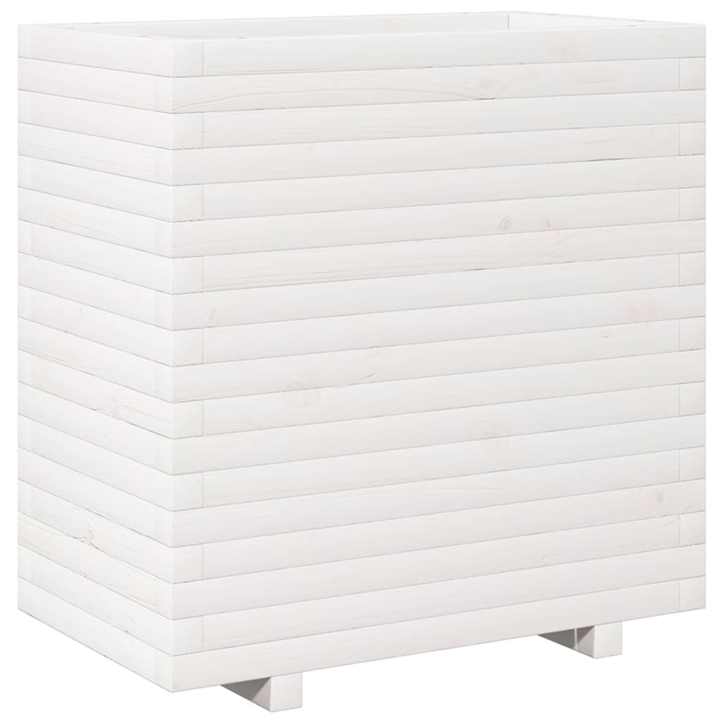 Garden Planter White 70x40x72.5 cm Solid Wood Pine