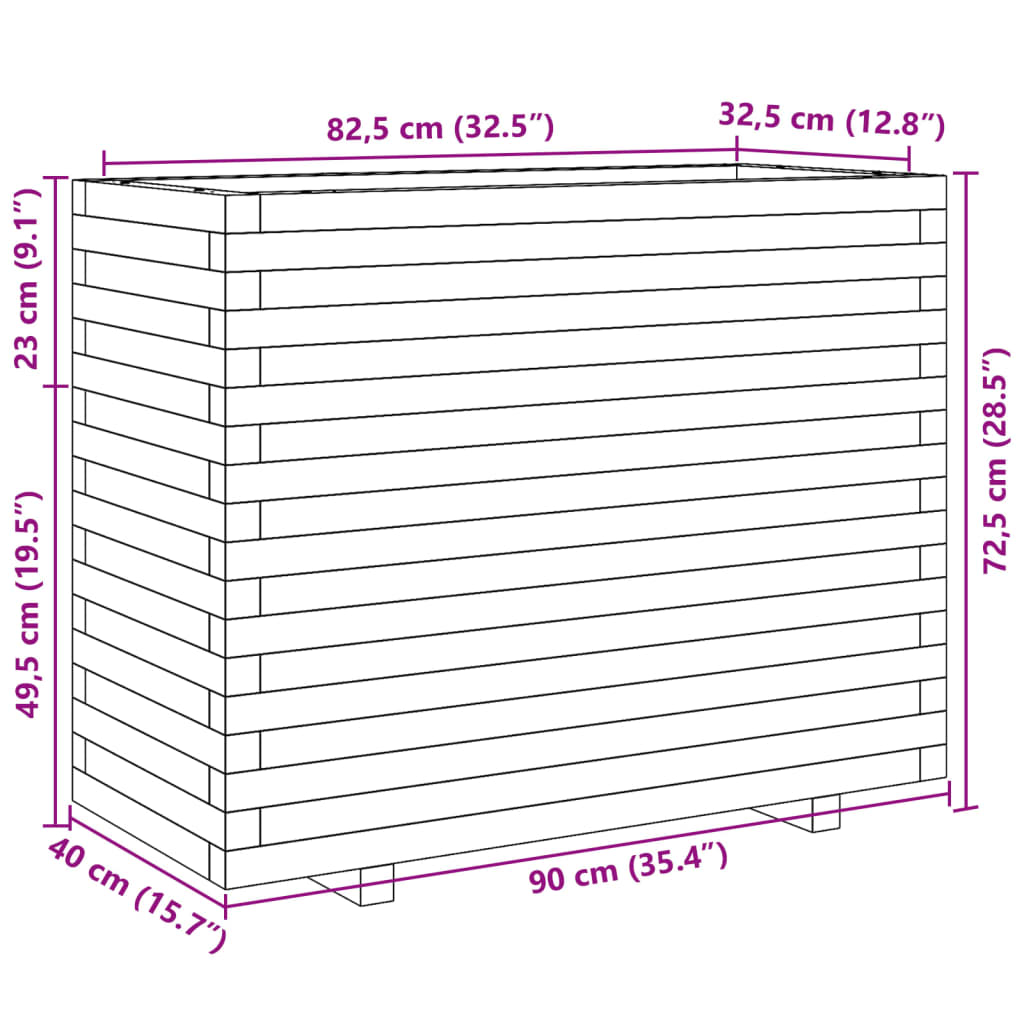 Garden Planter 90x40x72.5 cm Solid Wood Pine