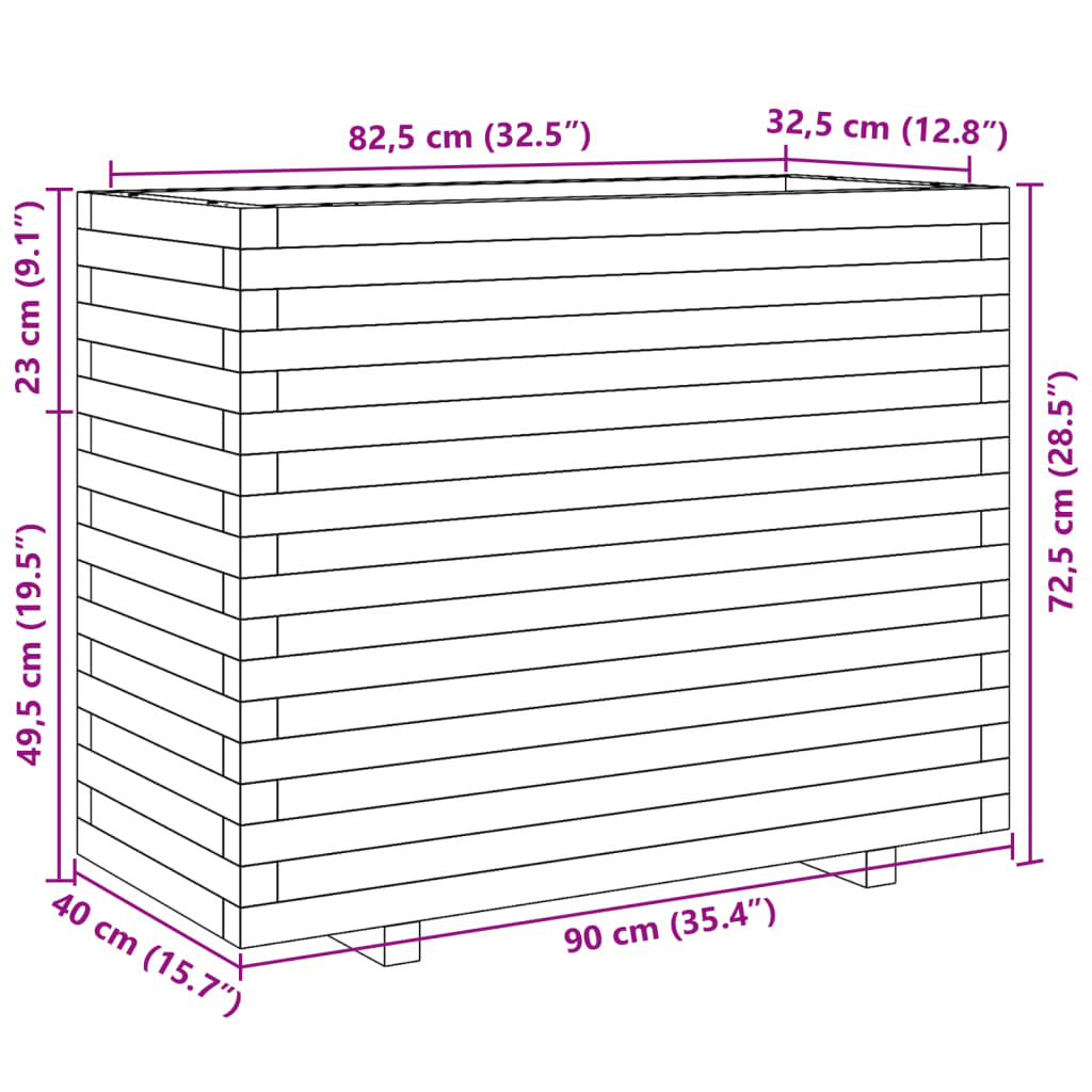 Garden Planter 90x40x72.5 cm Impregnated Wood Pine