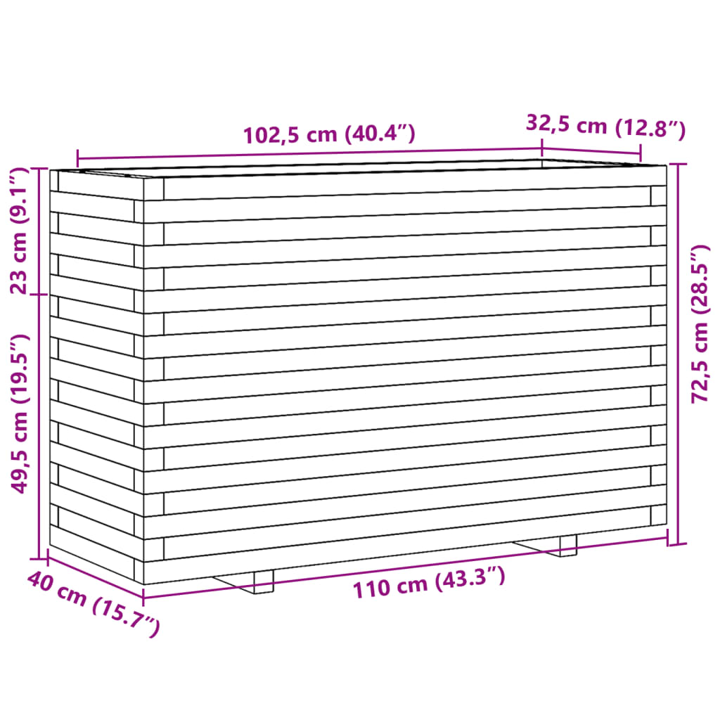 Garden Planter Wax Brown 110x40x72.5 cm Solid Wood Pine