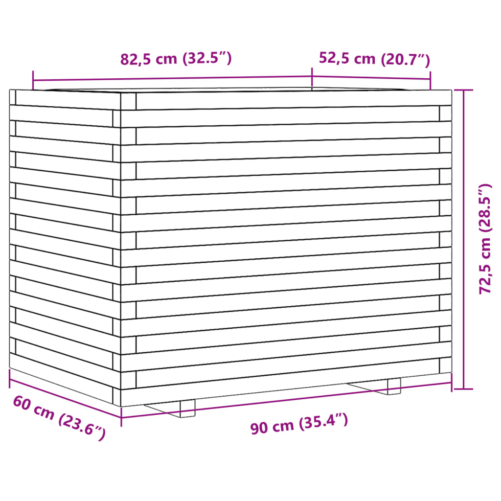 Garden Planter 90x60x72.5 cm Solid Wood Pine