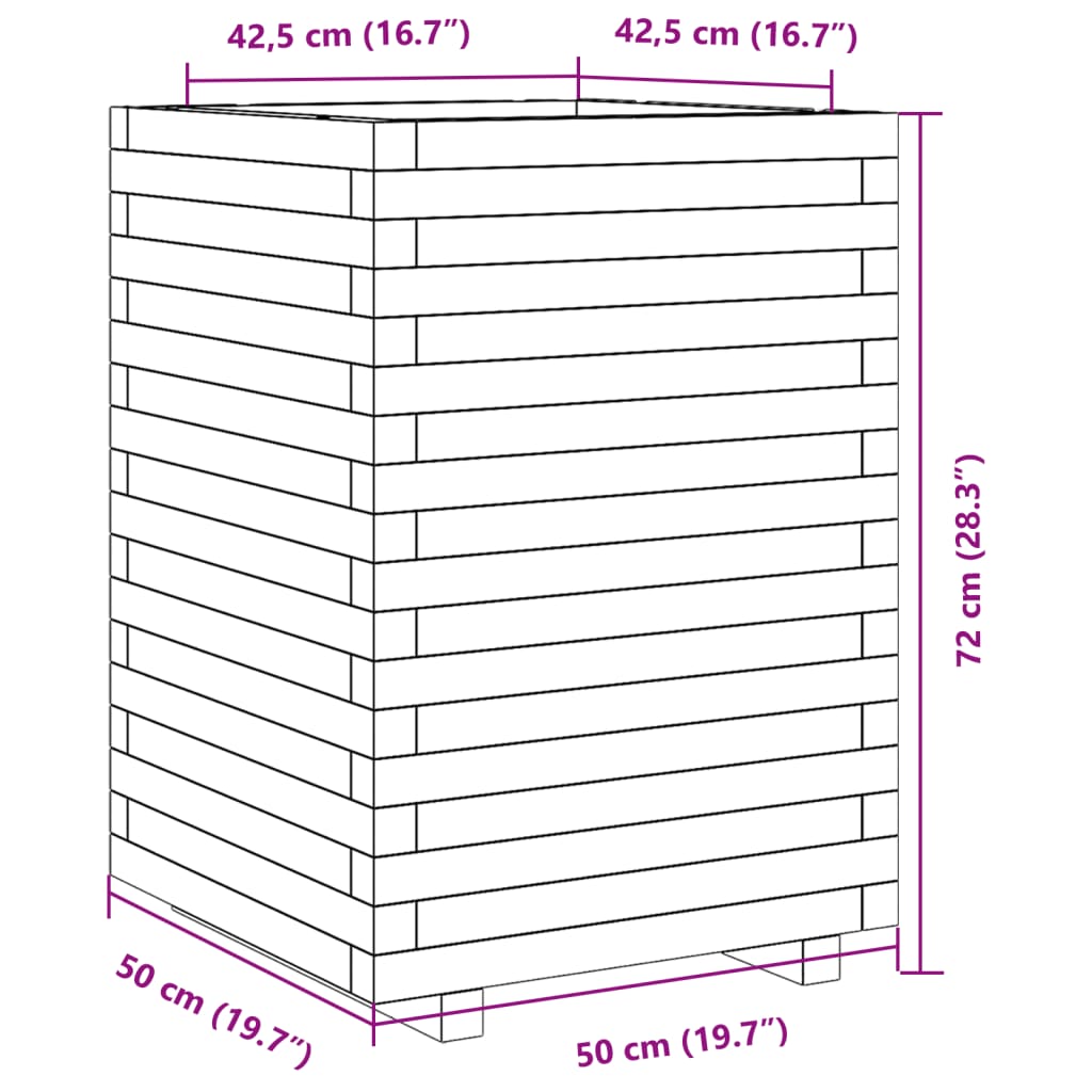 Garden Planter 50x50x72 cm Solid Wood Douglas
