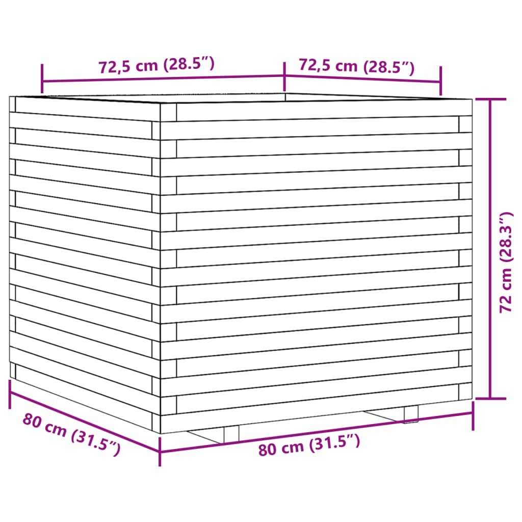 Garden Planter 80x80x72 cm Impregnated Wood Pine
