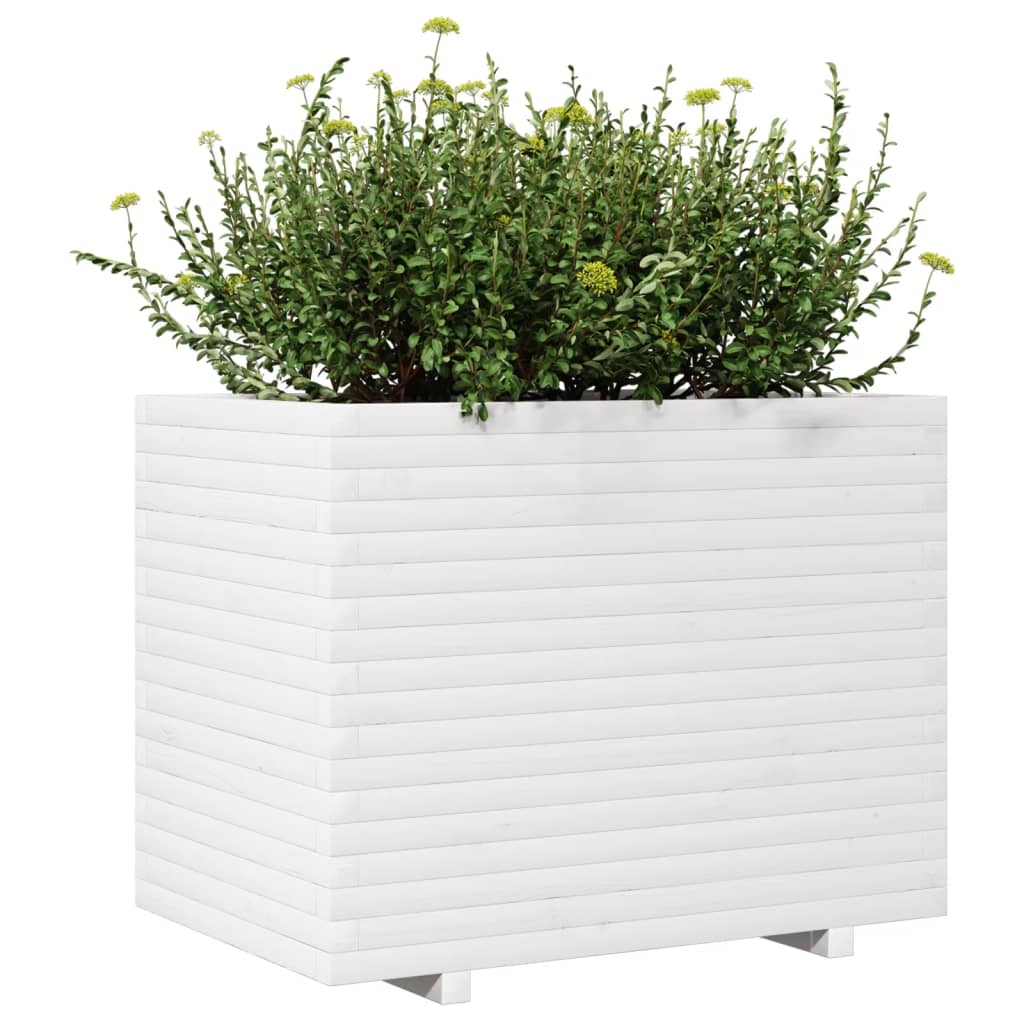 Garden Planter White 90x60x72 cm Solid Wood Pine