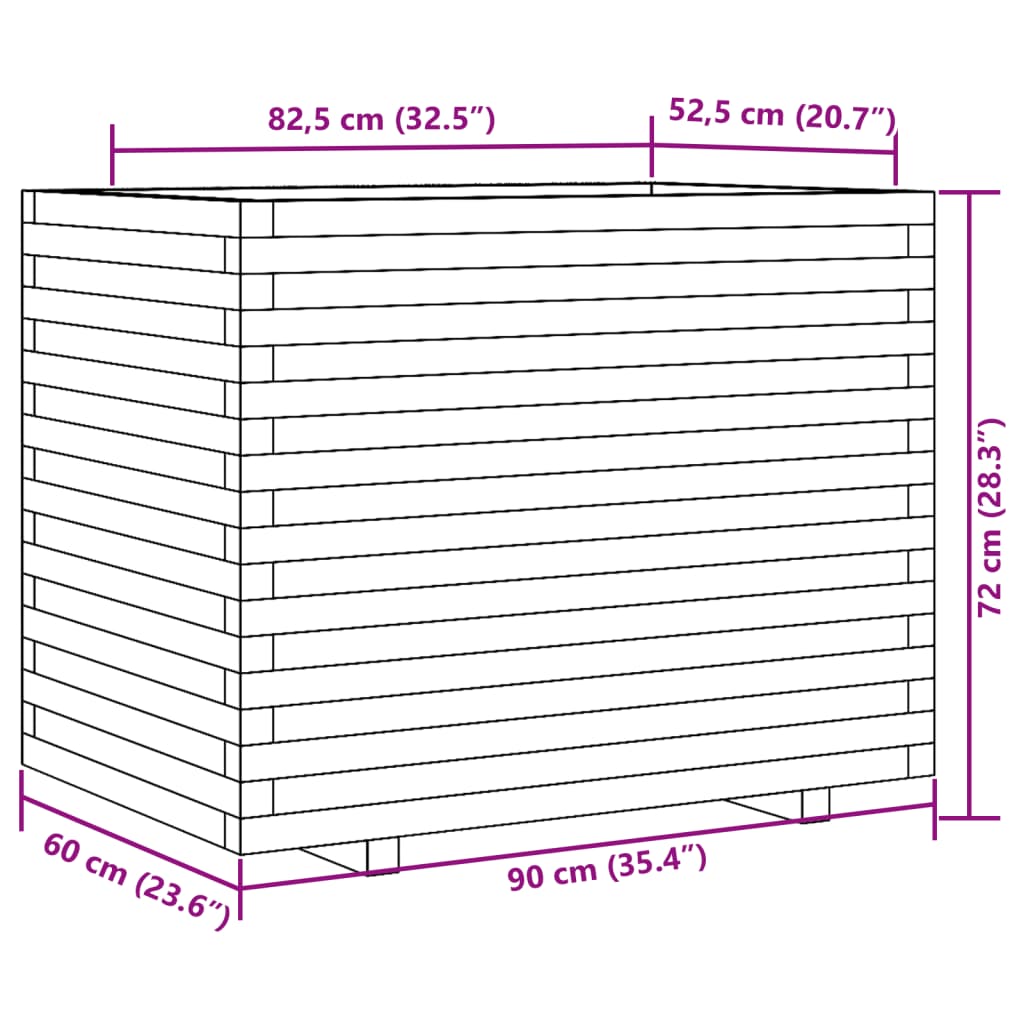 Garden Planter Wax Brown 90x60x72 cm Solid Wood Pine
