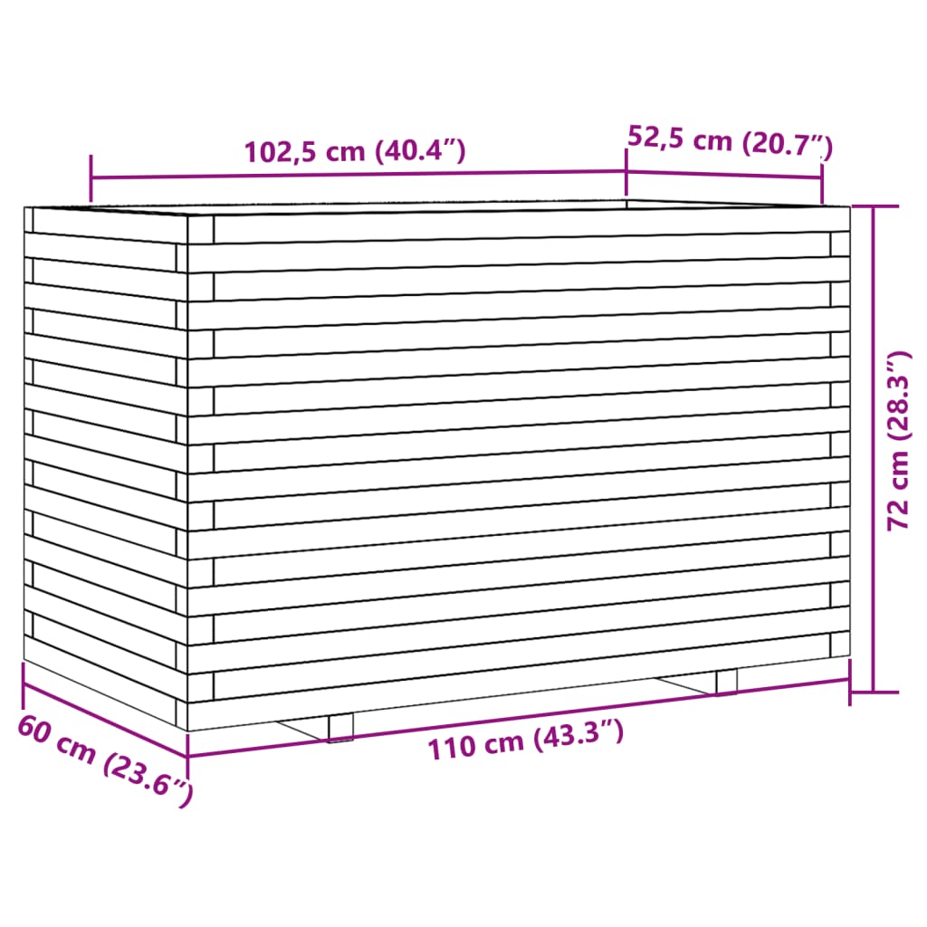 Garden Planter 110x60x72 cm Solid Wood Douglas