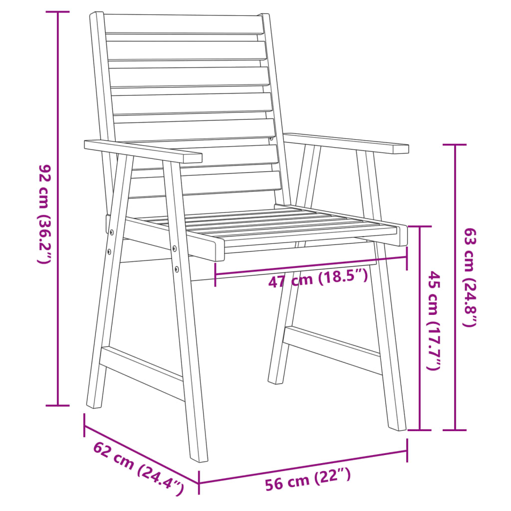 5 Piece Garden Dining Set Solid Wood Acacia