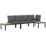 3 Piece Garden Sofa Set with Cushions Black Aluminium