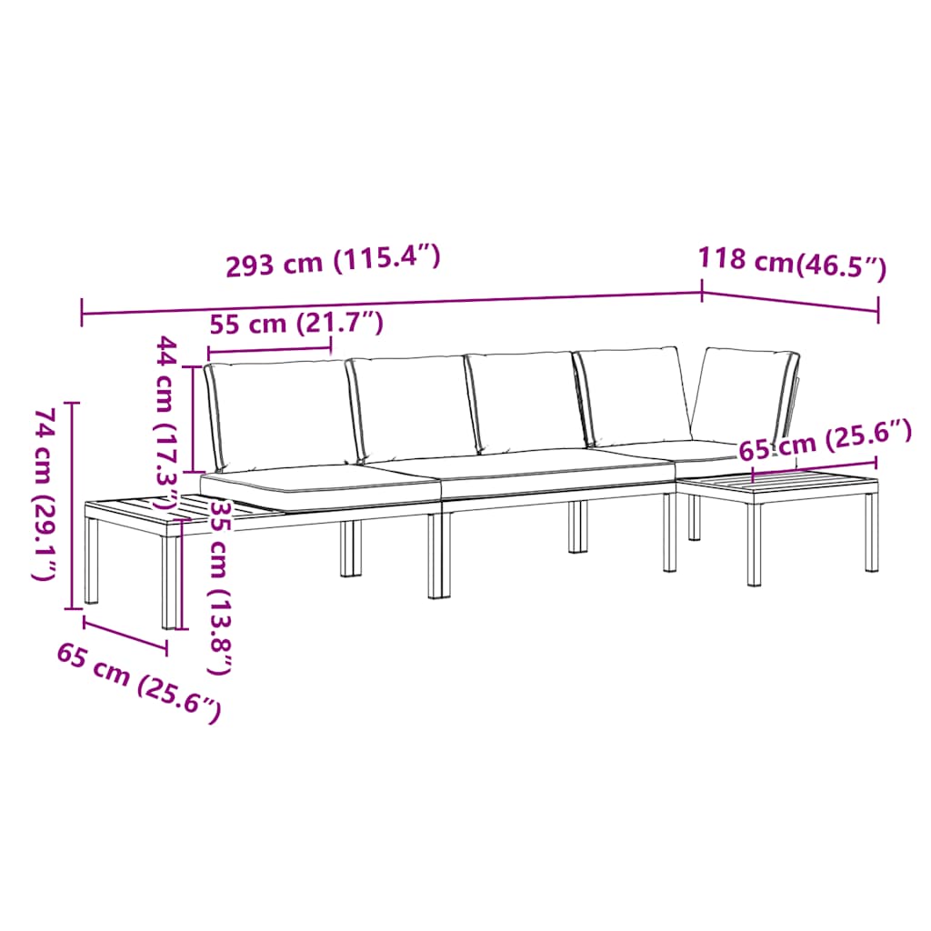 3 Piece Garden Sofa Set with Cushions Black Aluminium