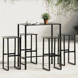 5 Piece Garden Bar Set Black Powder-coated Steel