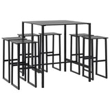 7 Piece Garden Bar Set Black Powder-coated Steel