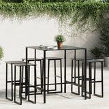 7 Piece Garden Bar Set Black Powder-coated Steel