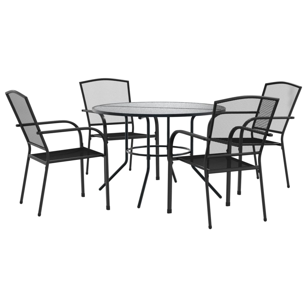 Stackable Garden Chair Set 5 pcs Anthracite Powder-coated Steel