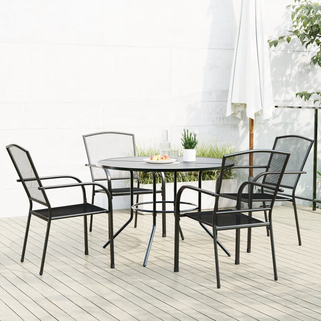 Stackable Garden Chair Set 5 pcs Anthracite Powder-coated Steel