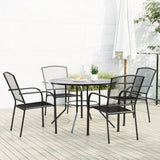 Stackable Garden Chair Set 5 pcs Anthracite Powder-coated Steel