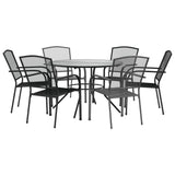 Stackable Garden Chair Set 7 pcs Anthracite Powder-coated Steel