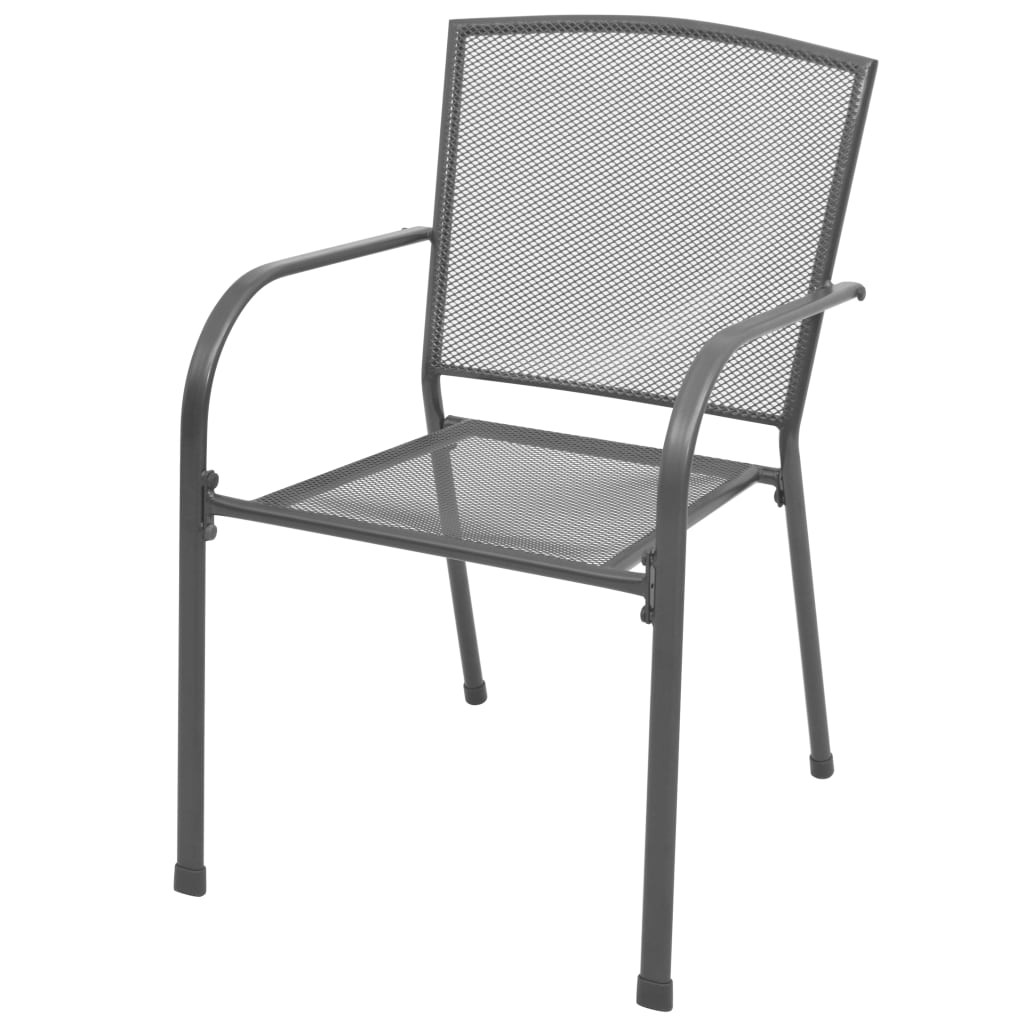Stackable Garden Chair Set 7 pcs Anthracite Powder-coated Steel