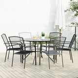 Stackable Garden Chair Set 7 pcs Anthracite Powder-coated Steel