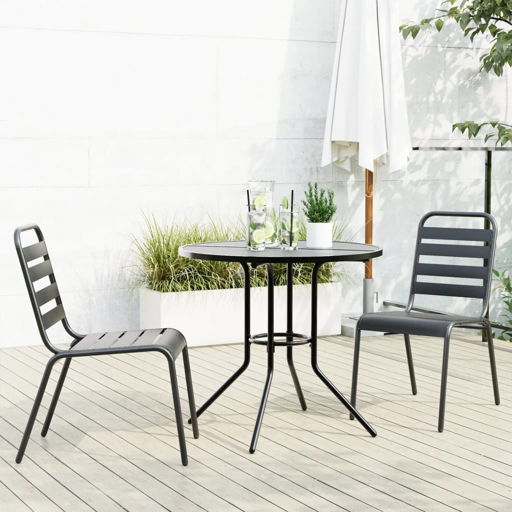 Stackable Garden Chair Set 3 pcs Anthracite Powder-coated Steel