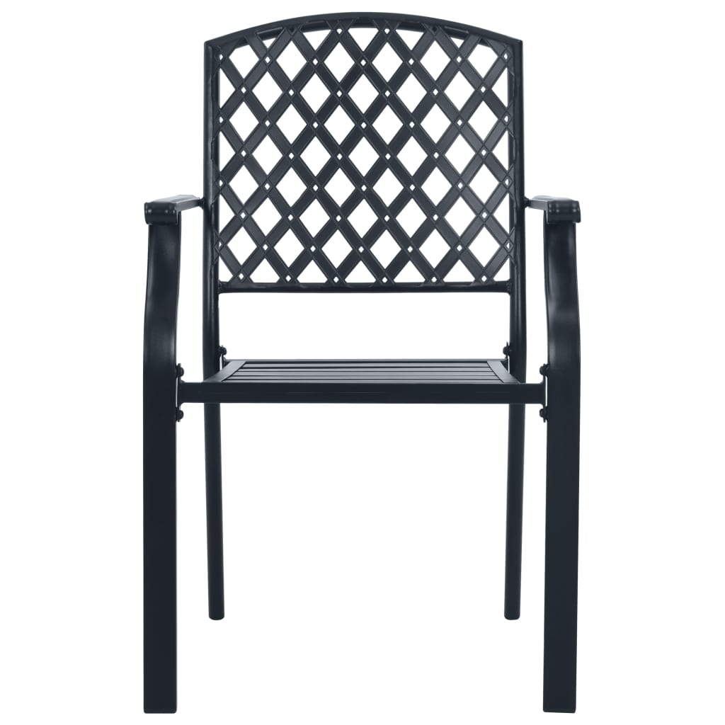 Stackable Garden Chair Set 3 pcs Anthracite Powder-coated Steel