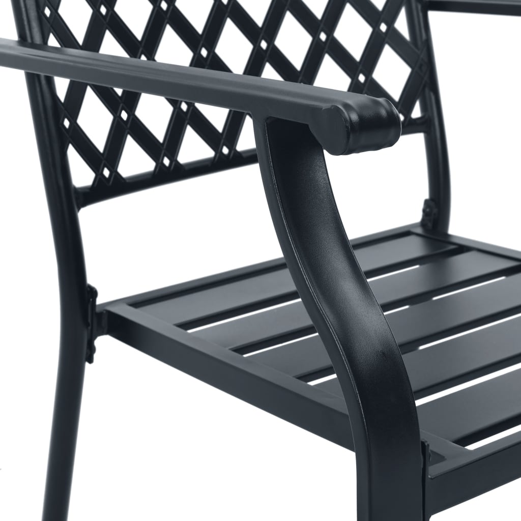 Stackable Garden Chair Set 3 pcs Anthracite Powder-coated Steel