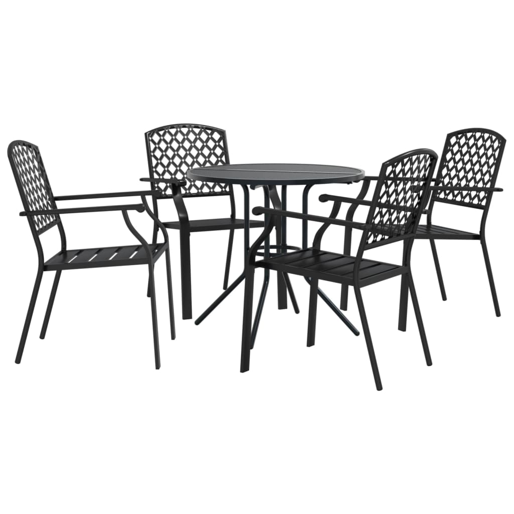 Stackable Garden Chair Set 5 pcs Anthracite Powder-coated Steel