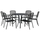 Stackable Garden Chair Set 7 pcs Anthracite Powder-coated Steel