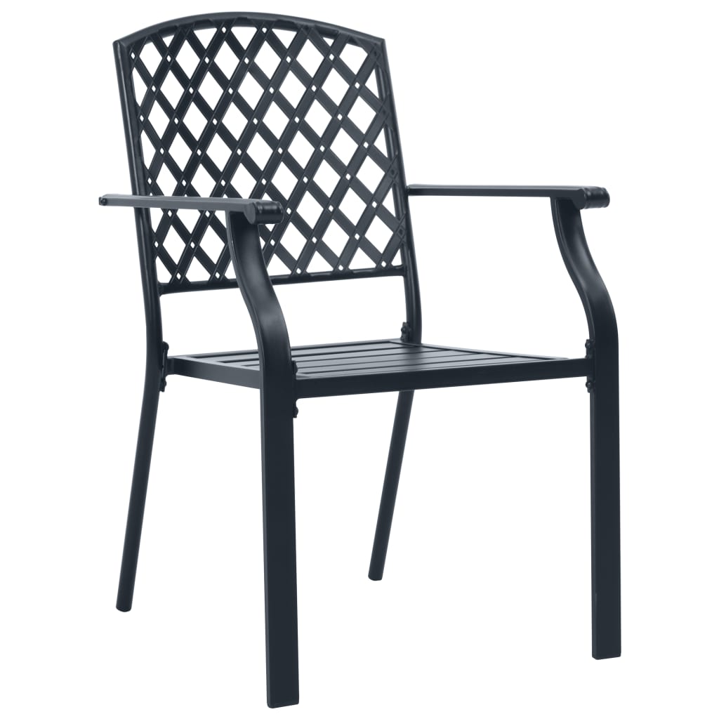 Stackable Garden Chair Set 7 pcs Anthracite Powder-coated Steel