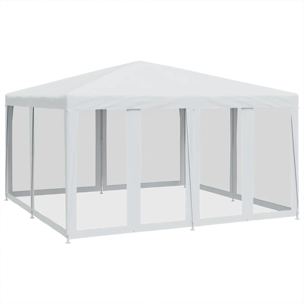 Party Tent with 8 Mesh Sidewalls White 4x4 m HDPE