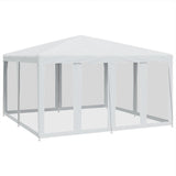 Party Tent with 8 Mesh Sidewalls White 4x4 m HDPE