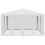 Party Tent with 8 Mesh Sidewalls White 4x4 m HDPE