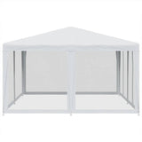 Party Tent with 8 Mesh Sidewalls White 4x4 m HDPE