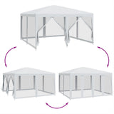 Party Tent with 8 Mesh Sidewalls White 4x4 m HDPE