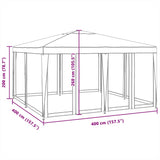 Party Tent with 8 Mesh Sidewalls White 4x4 m HDPE