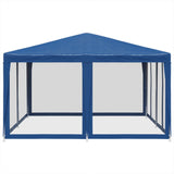 Party Tent with 8 Mesh Sidewalls Blue 4x4 m HDPE