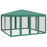 Party Tent with 8 Mesh Sidewalls Green 4x4 m HDPE