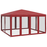 Party Tent with 8 Mesh Sidewalls Red 4x4 m HDPE