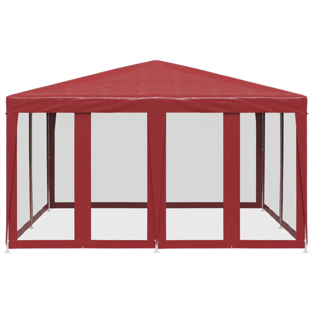 Party Tent with 8 Mesh Sidewalls Red 4x4 m HDPE