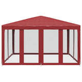 Party Tent with 8 Mesh Sidewalls Red 4x4 m HDPE