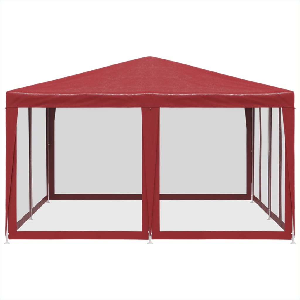 Party Tent with 8 Mesh Sidewalls Red 4x4 m HDPE