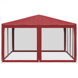 Party Tent with 8 Mesh Sidewalls Red 4x4 m HDPE