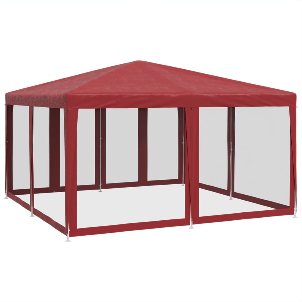 Party Tent with 8 Mesh Sidewalls Red 4x4 m HDPE