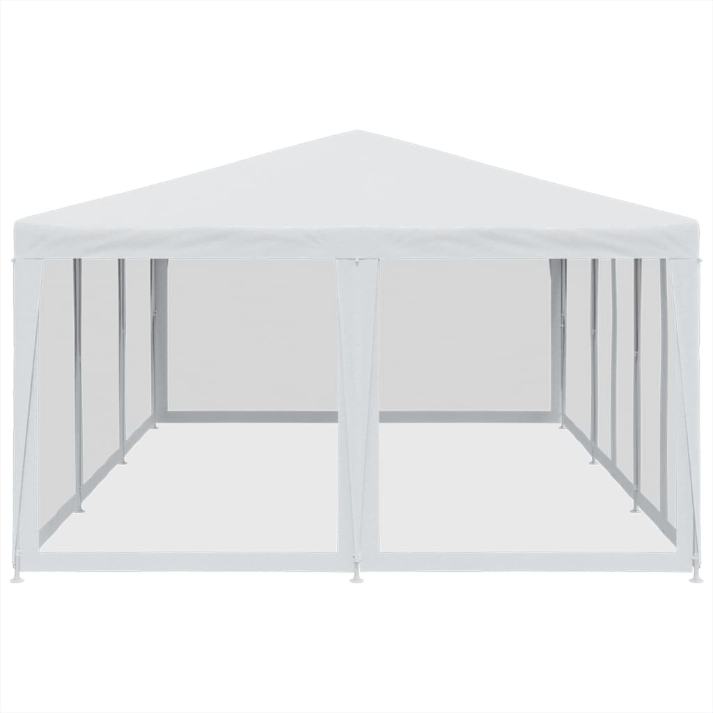 Party Tent with 10 Mesh Sidewalls White 6x4 m HDPE